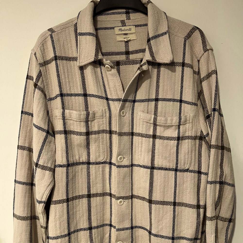 Men’s Madewell boxy fit button-up flannel shirt jacket size L